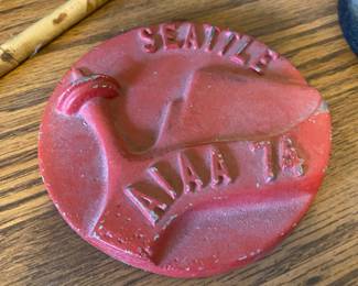 1974 American Industrial Arts Association Red Paperweight - Computer Science Space Needle Seattle