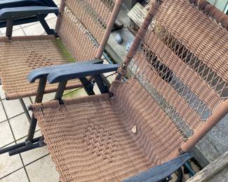 Pair of Outdoor Patio Wicker Rocking Chairs