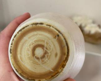 Green, Blue & White Pottery Vase by Ruth Porter