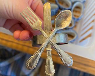 Set of 4 Flatware Themed Napkin Rings 