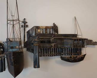 Pier Scene Copper Wall Art