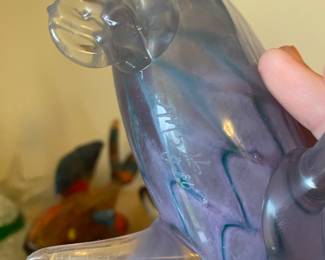 Purple/Clear Blown Glass Fish Signed by Artist