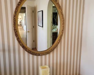 Ornate Gold Tone Oval Wall Mirror
