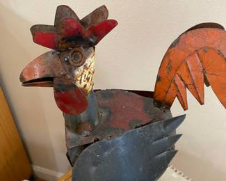Recycled Metal Rustic Rooster Decor