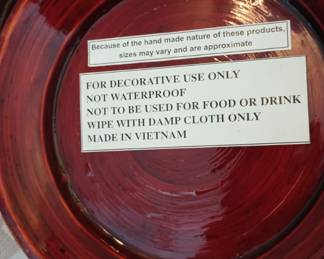 Set of 3 Red Lacquered Wood Floor Vases - Made in Vietnam