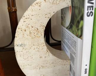 Mid Century Stone Half Circle Bookends