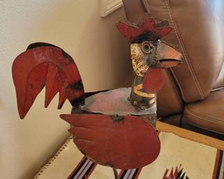 Recycled Metal Rustic Rooster Decor