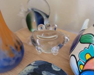 Clear Blown Glass Frog Figurine