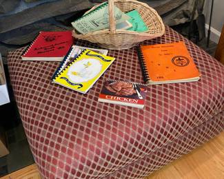 Ruby Red/Gold Ottoman with Diamond Pattern