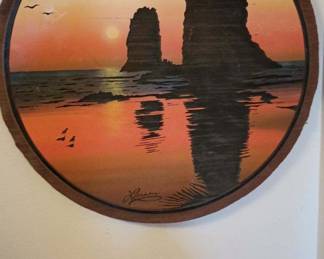Painting on Wood Plaque of Cannon Beach by Larson