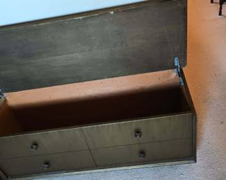 Dark Stained Faux Drawer Cedar Blanket Chest