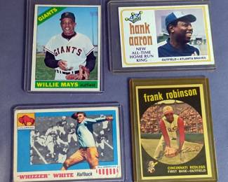 Sports Trading Cards Including Willie Mays, Frank Robinson, Hank Aaron, And Byron R. "Whizzer" White, Total Qty 4