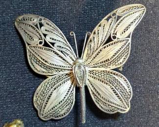 Antique Sterling Silver Bracelets, Brooches, Rings, And More