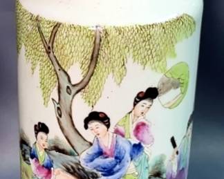 Chinese Republican Period Famille Rose Vases, 14" X 4" Diameter, Qty 2