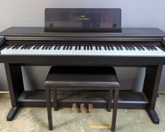 Yamaha Clavinova Electric Piano, Model CLP-123, Powers On, 32" x 56" x 20", Includes Piano Bench