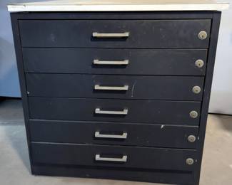 Metal 6 Drawer Locking Shop Cabinet, 29" x 29.5" x 29.5"