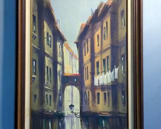 Gaston Pierre Firenze Oil On Canvas Framed Painting, 55.5" x 31.5", Signed By Artist