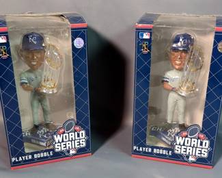 Salvador Perez And Lorenzo Cain MLB Players Choice Kansas City Royals 2015 World Series Champions Bobblehead Figurines, Both In Original Boxes