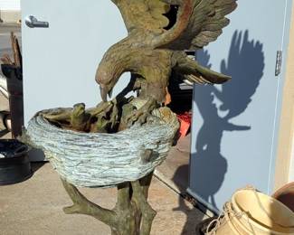 Bronze Nesting Eagle Statue, 77.5" Tall, Eaglets Are Removable