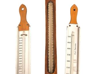 THREE PRIMITIVE FARMHOUSE THERMOMETERS