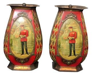 TOLE PEINTE FRENCH STYLE CANISTERS, PAIR