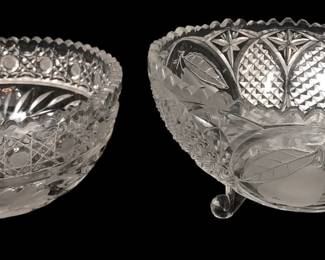 TWO BRILLIANT CUT GLASS BOWLS