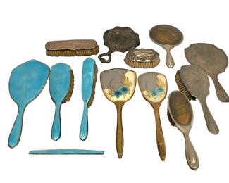 COLLECTION ANTIQUE GUILLOCHE ENAMEL, SOME STERLING SILVER & SILVERPLATE