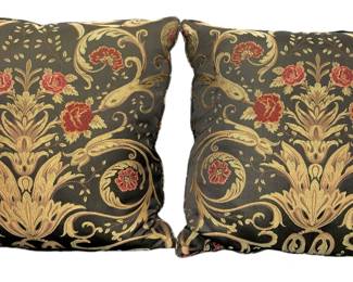 SILK SCALAMANDRE THROW PILLOWS, PAIR