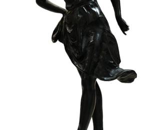 AFTER ERNEST FERRAND "TAQUINERIE" CAST METAL STATUE