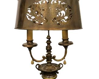 TWO ARM BRASS, COPPER FRENCH DESK LAMP
