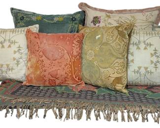 ASSORTED VELVET, BEADED THROW PILLOWS