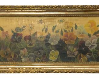 FOLK ART ACRYLIC ON CANVAS OF PEONY FIELD