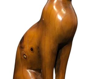 MID CENTURY CARVED WOOD EGYPTIAN CAT