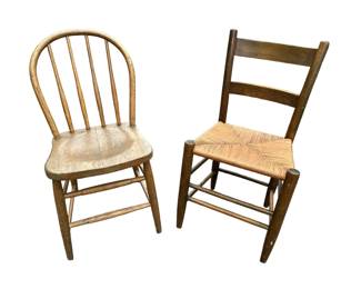 PRIMITIVE OAK CAFE CHAIRS