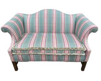 VINTAGE CHIPPENDALE STYLE SWATCH PLAID SETTEE