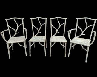 FAUX BOIS GARDEN DINING CHAIR SET (4)