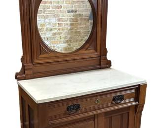 EASTLAKE VICTORIAN MARBLE TOP VANITY