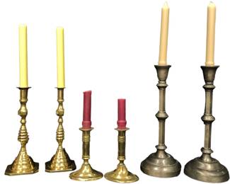 THREE PAIR CONTEMPORARY CANDLESTICKS