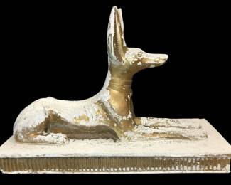 LARGE GOLD EGYPTIAN ANUBIS GUARDIAN SCULPTURE