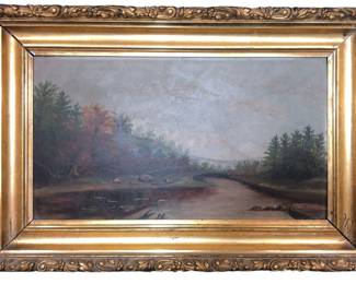 UNSIGNED VICTORIAN OIL ON BOARD OF RIVER