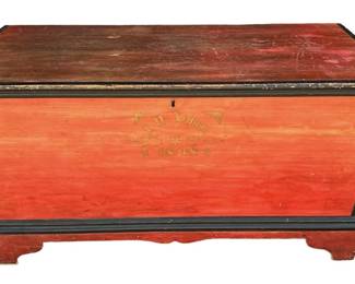 LARGE PRIMITIVE BLANKET CHEST TRUNK