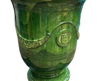 FRENCH POTERIE DE LA MADELEINE ANDUZE POT IN GREEN EMAILLE