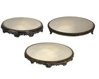 THREE ORNATE VICTORIAN FOOTED PLATEAU MIRRORS