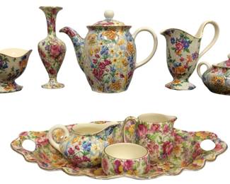 COLLECTION ASSORTED GERMAN & ENGLISH CHINTZ POTTERY