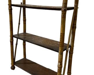 VICTORIAN BURNT BAMBOO BOOKSHELF ETAGERE