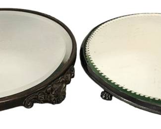 TWO ORNATE VICTORIAN FOOTED MIRROR PLATEAU