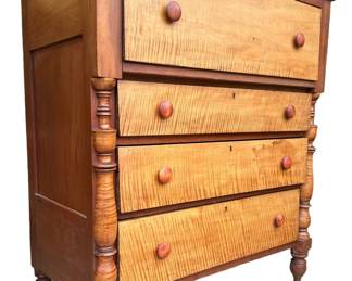 19TH CENTURY TIGER MAPLE CHEST OF DRAWERS