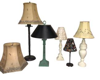 COLLECTION FRENCH STYLE BEADED SHADES, LAMPS AND TEA LIGHT CANDLE HOLDER