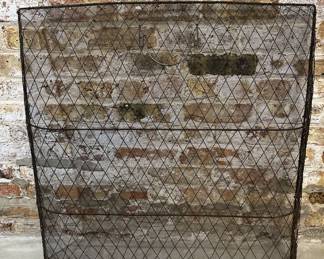 FINE VICTORIAN WROUGHT IRON, MESH FIRE SCREEN