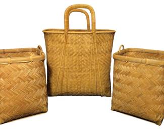 COLLECTION MID CENTURY WOVEN WICKER BASKETS